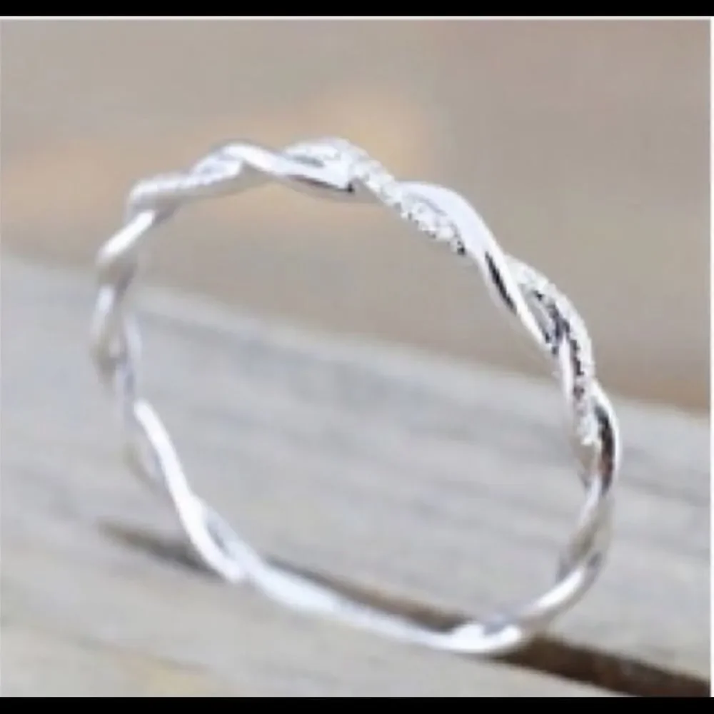 Twisted White Gold PLATED Eternity Ring
